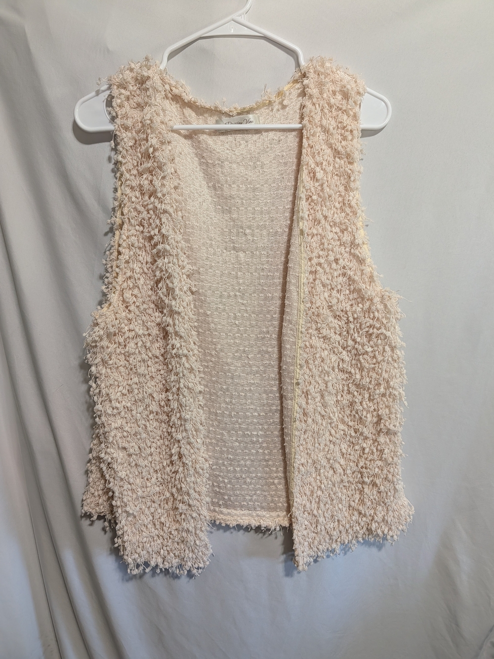 Cozy Cream Shag Open-Front Vest for Women